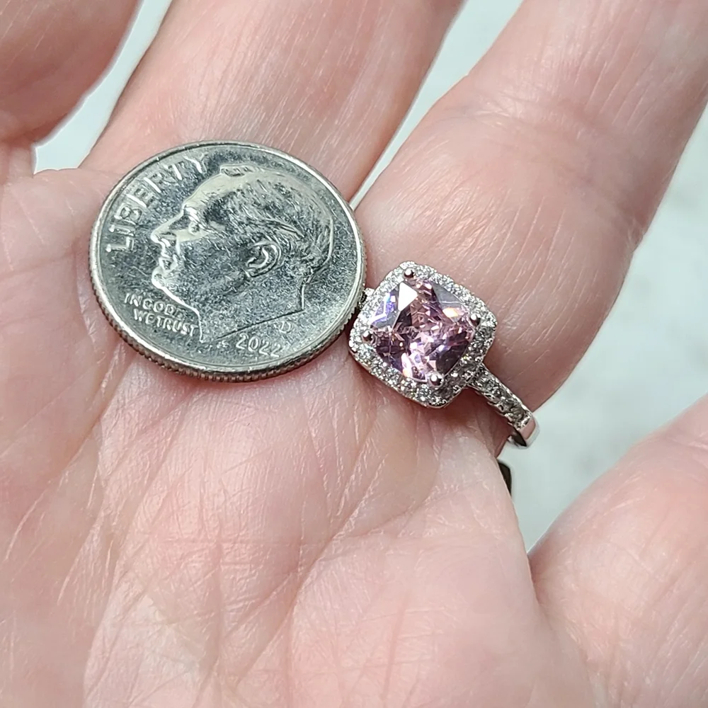 Pink and White Sapphire Halo Ring